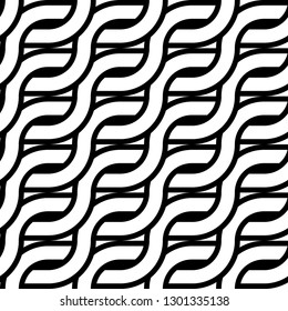 Design seamless monochrome zigzag pattern. Abstract interlaced background. Vector art