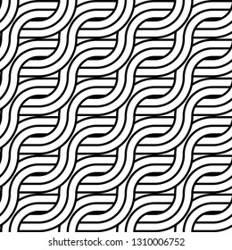 Design seamless monochrome zigzag pattern. Abstract interlaced background. Vector art