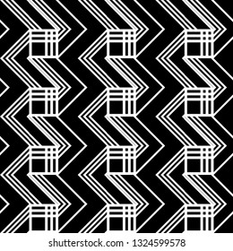 Design seamless monochrome zigzag pattern. Abstract background. Vector art