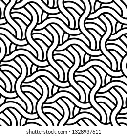 Design seamless monochrome zigzag pattern. Abstract interlaced background. Vector art