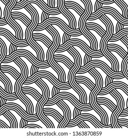 Design seamless monochrome zigzag pattern. Abstract interlaced background. Vector art