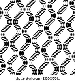 Design seamless monochrome zigzag pattern. Abstract interlaced background. Vector art