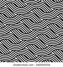 Design seamless monochrome zigzag pattern. Abstract interlaced background. Vector art