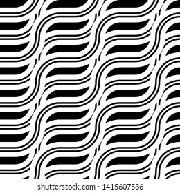 Design seamless monochrome zigzag pattern. Abstract interlaced background. Vector art