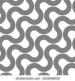 Design seamless monochrome zigzag pattern. Abstract interlaced background. Vector art