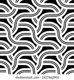 Design seamless monochrome zigzag pattern. Abstract interlaced background. Vector art