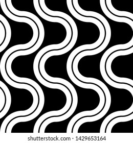 Design seamless monochrome zigzag pattern. Abstract twisting background. Vector art