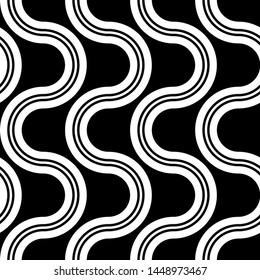 Design seamless monochrome zigzag pattern. Abstract twisting background. Vector art