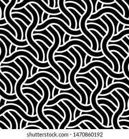 Design seamless monochrome zigzag pattern. Abstract interlaced background. Vector art