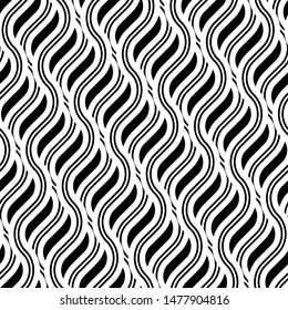 Design seamless monochrome zigzag pattern. Abstract interlaced background. Vector art