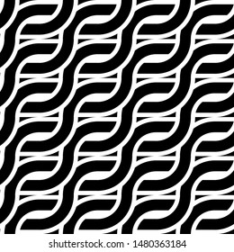 Design seamless monochrome zigzag pattern. Abstract interlaced background. Vector art