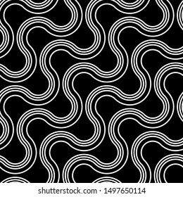 Design seamless monochrome zigzag pattern. Abstract twisting background. Vector art