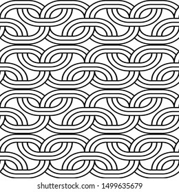 Design seamless monochrome zigzag pattern. Abstract interlaced background. Vector art