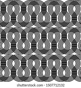 Design seamless monochrome zigzag pattern. Abstract interlaced background. Vector art