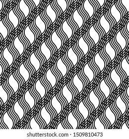 Design seamless monochrome zigzag pattern. Abstract interlaced background. Vector art