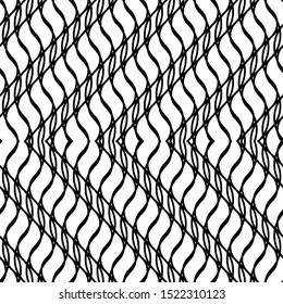 Design seamless monochrome zigzag pattern. Abstract interlaced background. Vector art