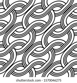 Design seamless monochrome zigzag pattern. Abstract interlaced background. Vector art