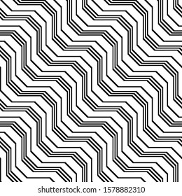 Design seamless monochrome zigzag pattern. Abstract stripy background. Vector art