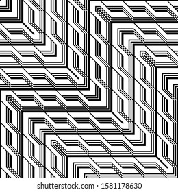 Design seamless monochrome zigzag pattern. Abstract interlaced background. Vector art