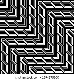 Design seamless monochrome zigzag pattern. Abstract interlaced background. Vector art