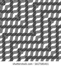 Design seamless monochrome zigzag pattern. Abstract interlaced background. Vector art