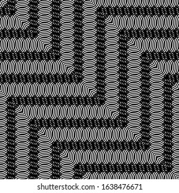 Design seamless monochrome zigzag pattern. Abstract interlaced background. Vector art