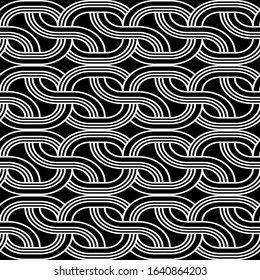 Design seamless monochrome zigzag pattern. Abstract interlaced background. Vector art