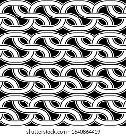 Design seamless monochrome zigzag pattern. Abstract interlaced background. Vector art