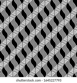 Design seamless monochrome zigzag pattern. Abstract interlaced background. Vector art