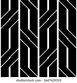 Gestalten Sie nahtlose, monochrome Zickzackmuster. Abstrakter, scharfer Hintergrund. Vektorillustration