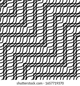 Design seamless monochrome zigzag pattern. Abstract interlaced background. Vector art