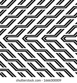 Diseño de un patrón de zigzag monocromo sin fisuras. Antecedentes entrelazados abstractos. Arte vectorial