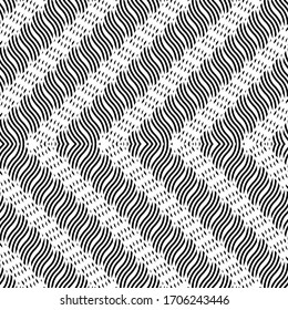 Design seamless monochrome zigzag pattern. Abstract interlaced background. Vector art