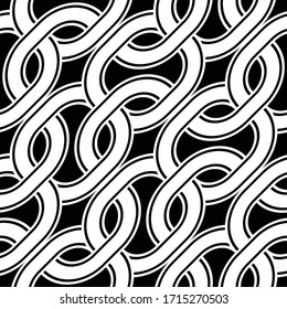 Design seamless monochrome zigzag pattern. Abstract interlaced background. Vector art
