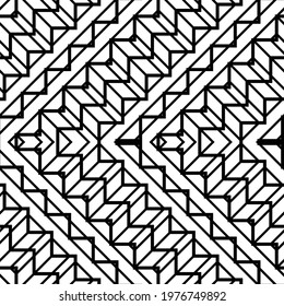 Design seamless monochrome zigzag pattern. Abstract geometric background. Vector art