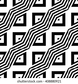 Design seamless monochrome zigzag pattern. Abstract striped background. Vector art