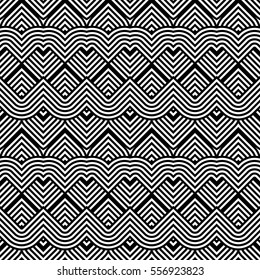 Design seamless monochrome zigzag pattern. Abstract stripy background. Vector art