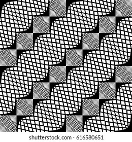 Design seamless monochrome zigzag pattern. Abstract grid background. Vector art. No gradient