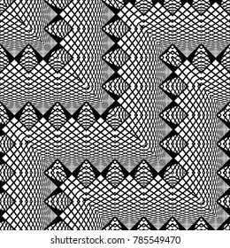 Design seamless monochrome zigzag pattern. Abstract illusion background. Vector art. No gradient
