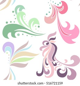 Design seamless pattern. Abstract  blue flowers. Hand drawn background. Perfect for printing on fabric or paper.