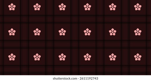Design seamless pattern with abstract flowers and geometric square lines. Suitable for textile and wallpaper