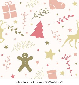 Design of seamless pattern with Christmas ornaments. Vector