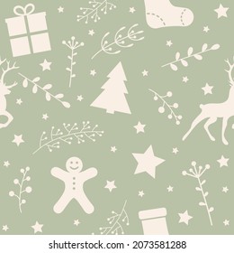 Design of seamless pattern with Christmas ornaments. Vector