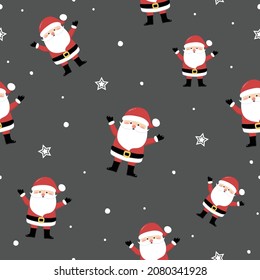 Design of seamless pattern with funny Santa Claus. Vector