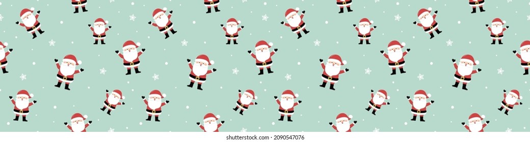 Diseño de un patrón impecable con el divertido Santa Claus. Cabecera panorámica. Vector