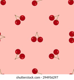 Design seamless pattern with juicy ripe cherry fruit.