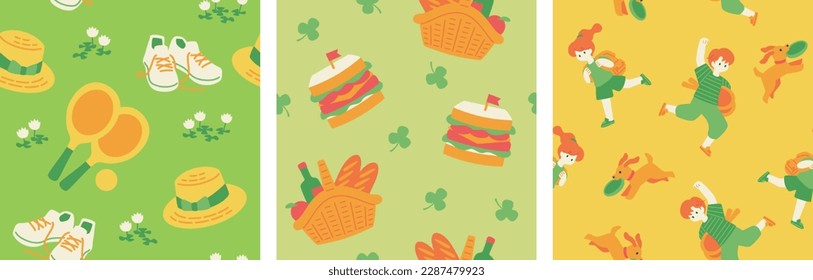 Design seamless pattern with picnic motifs