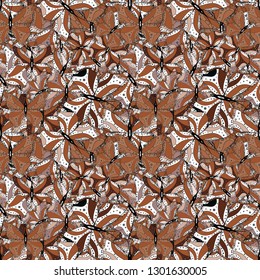 Design. Seamless pattern Print. Nice fabric pattern. Doodles white, brown and black on colors. Flat elements. Vector.