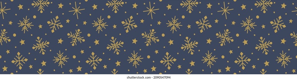 Diseño de un patrón impecable con copos de nieve. Cabecera panorámica. Vector