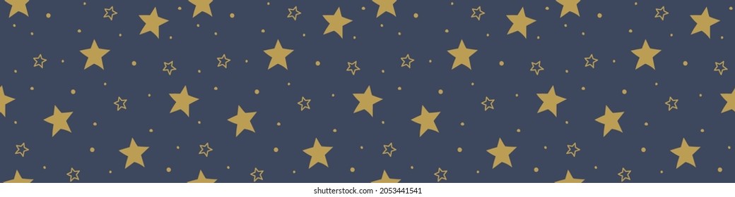 Design of a seamless pattern with stars. Panoramic header. Vector